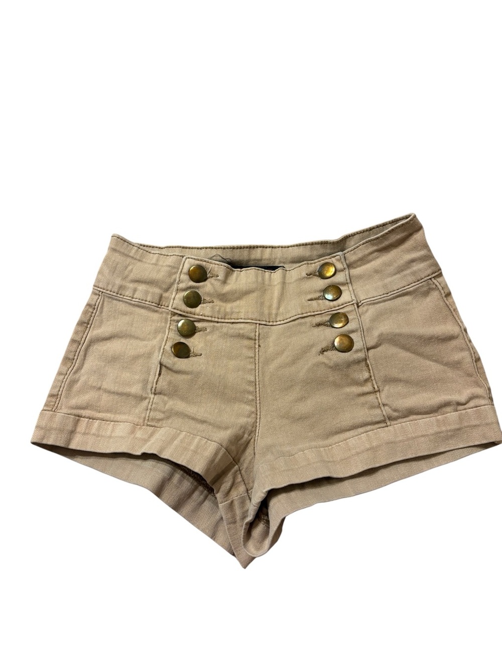 Forever 21 High Waist Tan Button Detail Shorts